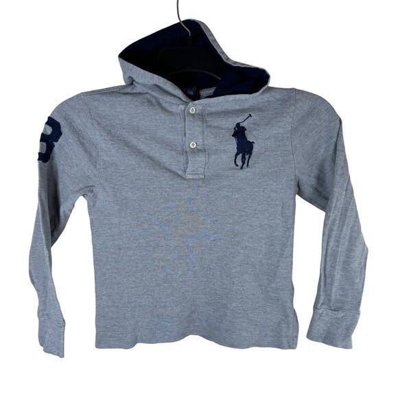 Polo Ralph Lauren Big Pony Hoodie Shirt Boys Small Classic Preppy Casual Neutral - Picture 1 of 9